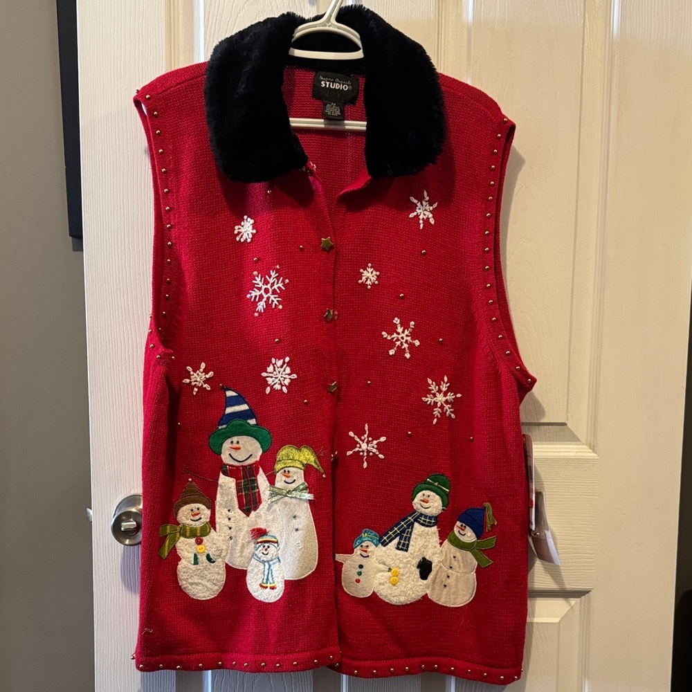Studio Red Snowman Sweater Vest